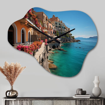 Italy Mediterranean Charms - Asymmetric Metal Wall Clock